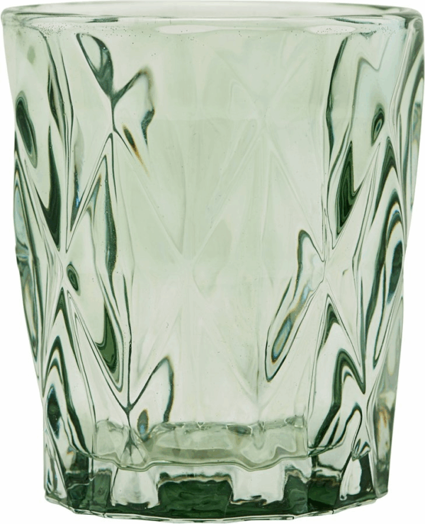 Lysestage House Doctor Facet grøn glas Ø8,3ÃH9,8 cm